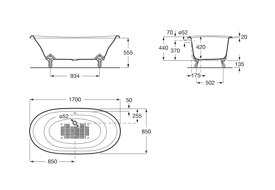 комплект ножек д / ванны NEWCAST EAGLE  ( чугун / хром )  