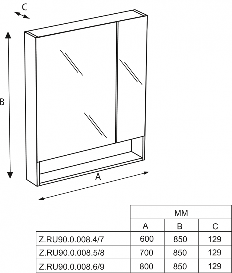 шкаф GAP 80 зеркальный  / 80х85х12,9 /   ( виноград )  