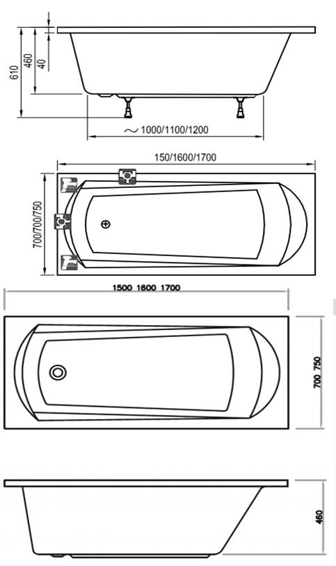 Ванна акриловая Ravak DOMINO 160х70