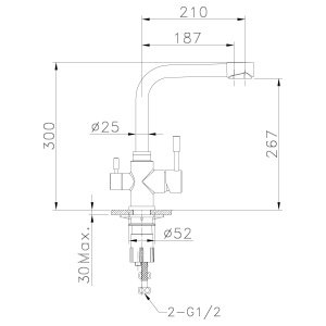 LM5061S "Эксперт" Смеситель для кухни с подключением к фильтру 