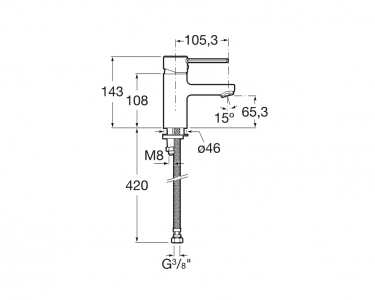 смеситель для раковины TARGA без донного клапана  ( хром )  