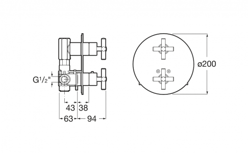 термостат LOFT встраиваемый для ванны / душа  ( хром )  