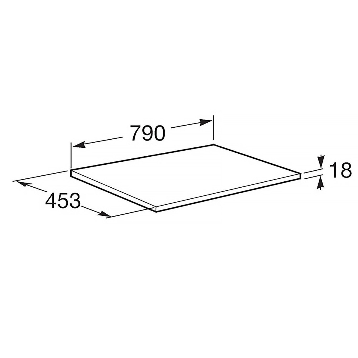 Столешница под раковину Roca Ona 79x45x18 800мм серый матовый