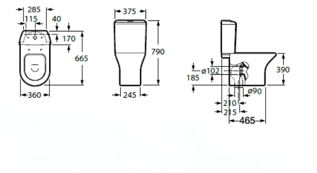 унитаз напольный LEON  / 36х66,5 /  ( белый )  