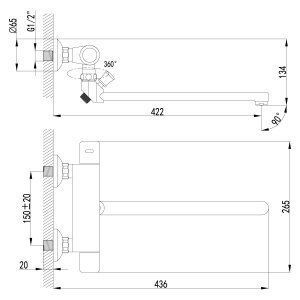 Смеситель универсальный, термостатический, хром 