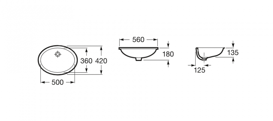 умывальник BERNA встраиваемый снизу .  / 56х42 /    ( бел )  