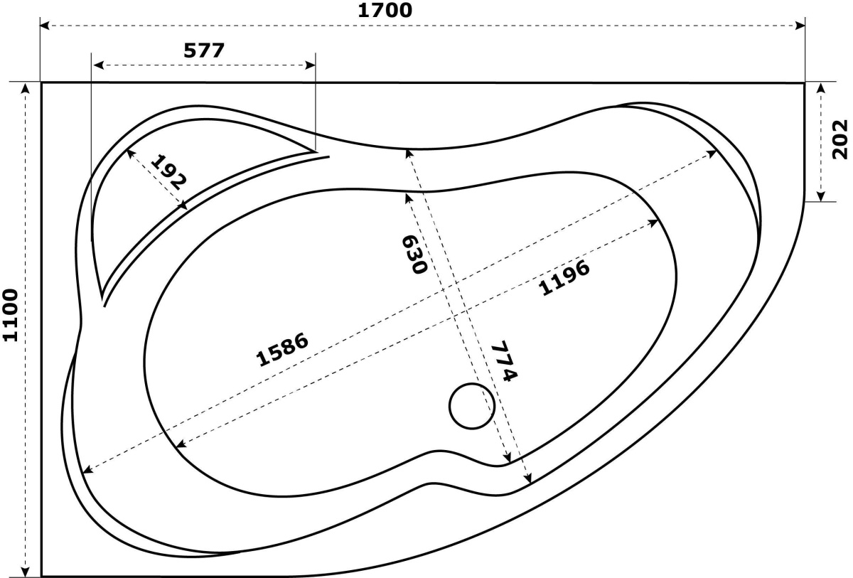 Ванна акриловая Azario Микона 170х110 правая