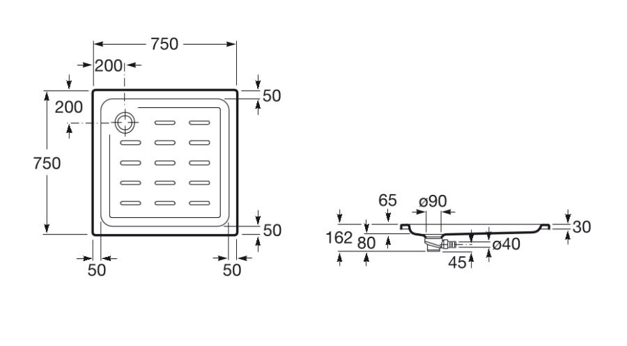 поддон душевой Easy  / 75х75 /  ( белый )  