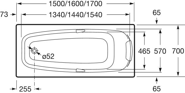 ванна SURESTE  акрил  / 170х70 /   ( бел )  