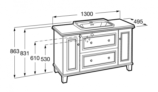 тумба напольная CARMEN для врезной раковины 60  / 130 /   ( серый )  
