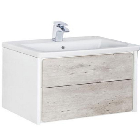 тумба под раковину RONDA 80 2 ящика  / 77,7х41,2х48 /  ( бетон / белый глянец ) 