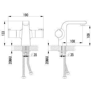 Смеситель для умывальника термостатический,  хром 