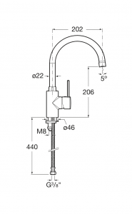 смеситель TARGA для мойки с высоким подвижным изливом  ( хром )  