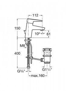 смеситель ESMAI раковина, с донным клапаном  ( хром )  