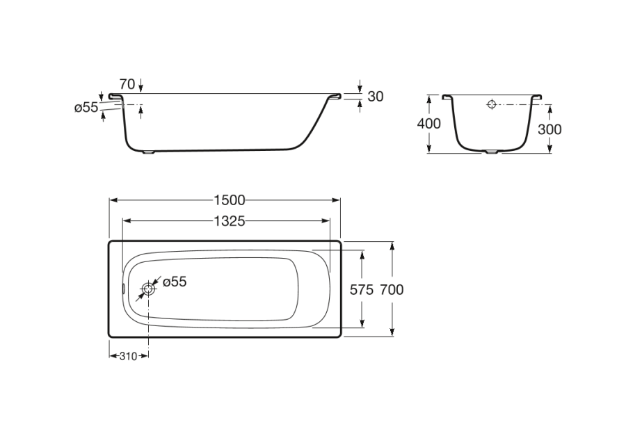 ванна CONTESA  / 150х70 /   ( бел )  
