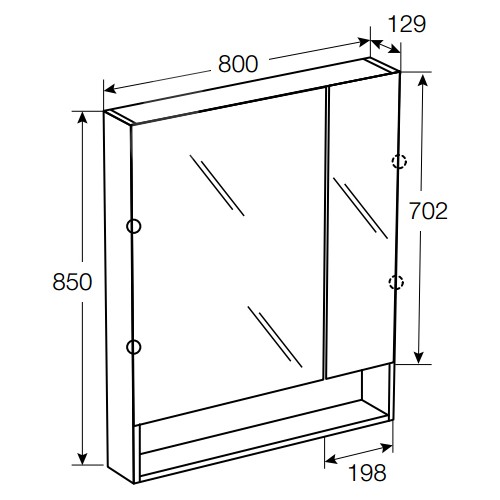зеркальный шкаф GAP  / 80x12,9x85 /  ( белый глянцевый )  