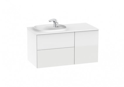 тумба с раковининой BEYOND 2 ящика, 1 дверца  / 100х50,5х52,5 /  ( глянцевый белый ) 