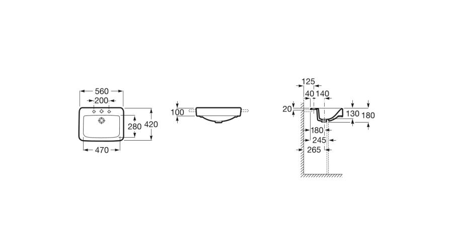 умывальник Senso Square  / 56х42 /   ( бел )  