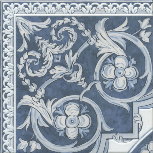 Декор Алмаш угол синий 30х30