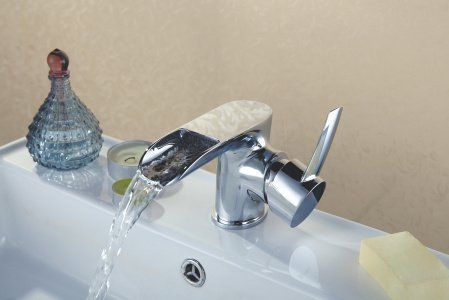 "Атлантисс" Смеситель для умывальника монолитный, каскадный, хром 