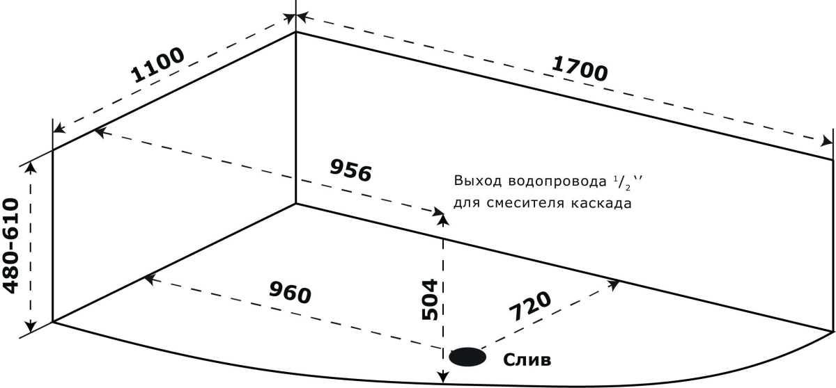 Ванна акриловая Azario Микона 170х110 правая