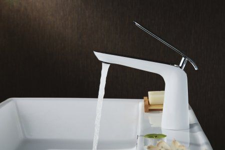 Меланж Смеситель для умывальника монолитный, хром/белый 