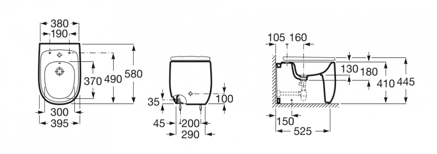 биде напольное BEYOND  / 39,5х58 /  ( белый )  