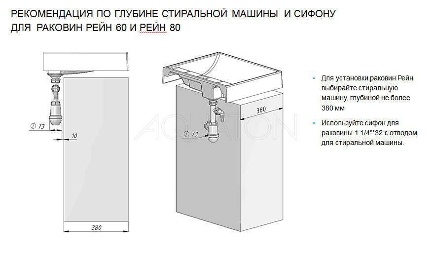 Раковина AQUATON Рейн 60