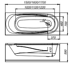 Ванна акриловая Domani-Spa Standard 150х70х59, оттенок холодный