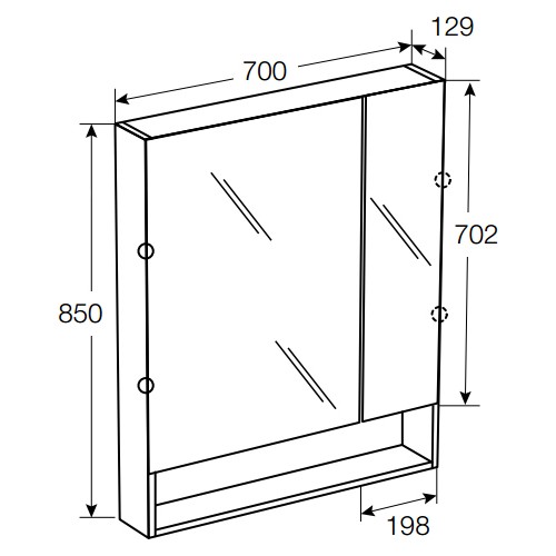 зеркальный шкаф GAP  / 70x12,9x85 /  ( белый глянцевый )  