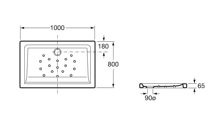 поддон MALTA ультраплоский  / 100х80 /   ( белый )  