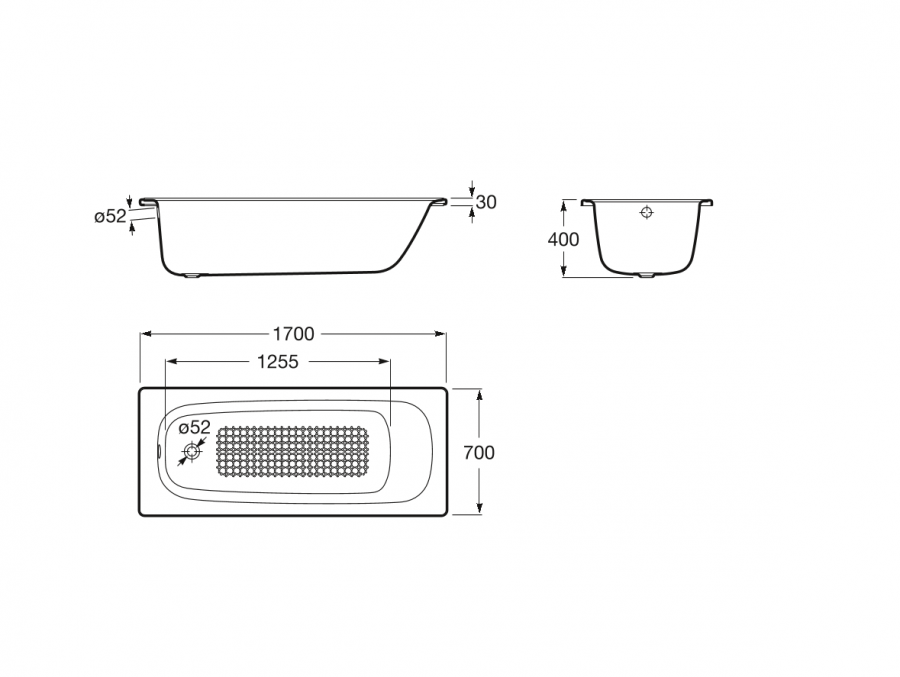 ванна CONTESA PLUS  / 170х70 /   ( бел )  